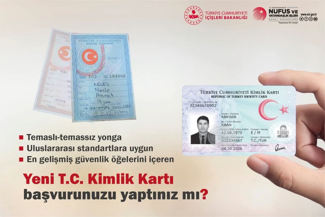 T.C. KİMLİK KARTI BAŞVURUNUZU EN YAKIN NÜFUS MÜDÜRLÜKLERİNDEN GERÇEKLEŞTİREBİLİRSİNİZ.