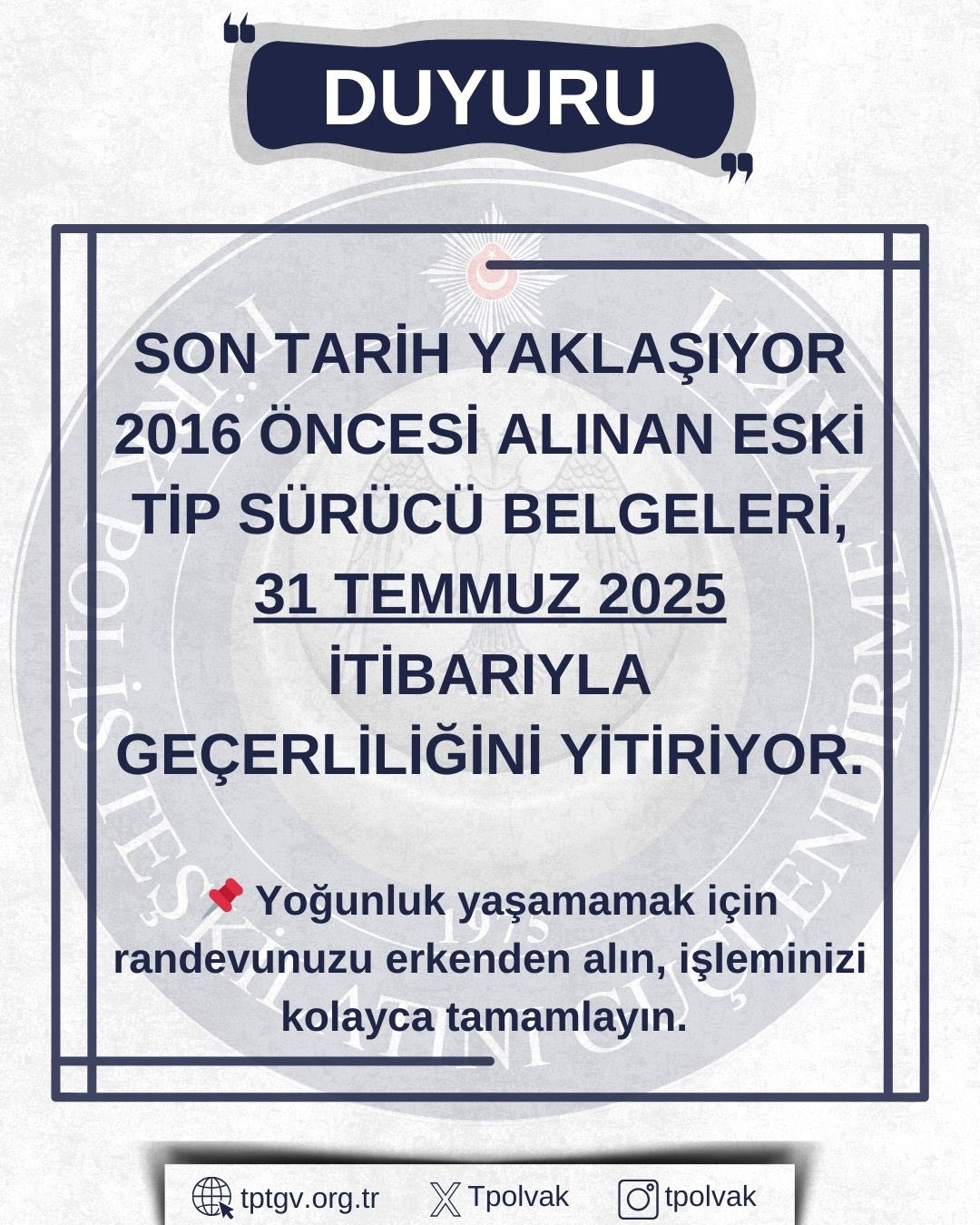 DİKKAT! ESKİ TİP EHLİYETLER İÇİN SON TARİH YAKLAŞIYOR!