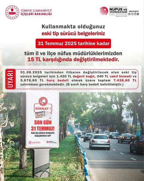 Eski Tip Sürücü Belgenizi Değiştirmeniz İçin Son 7️⃣6️⃣ Gün❗❗❗
