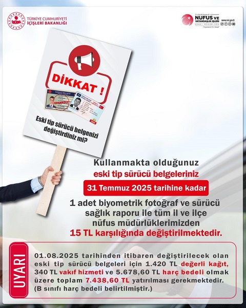 Eski Tip Sürücü Belgenizi Değiştirmeniz İçin Son 6️⃣5️⃣ Gün❗️❗️❗️
